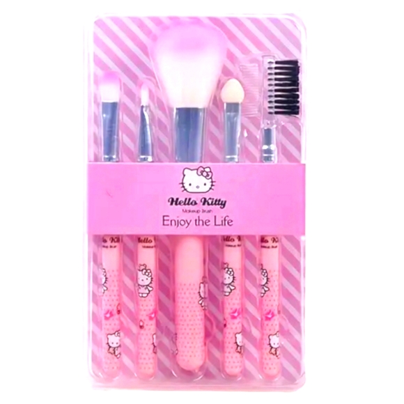 HELLO KITTY " Enjoy The  Life" 5-Piece Makeup Brush Set - Picture 1 of 10